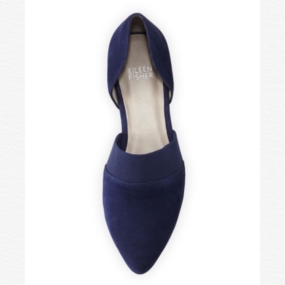 Eileen Fisher Shoes - Eileen Fisher Navy Flute Suede D'orsay Flats 6